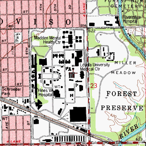 Topographic Map of Loyola University Stritch School of Medicine, IL