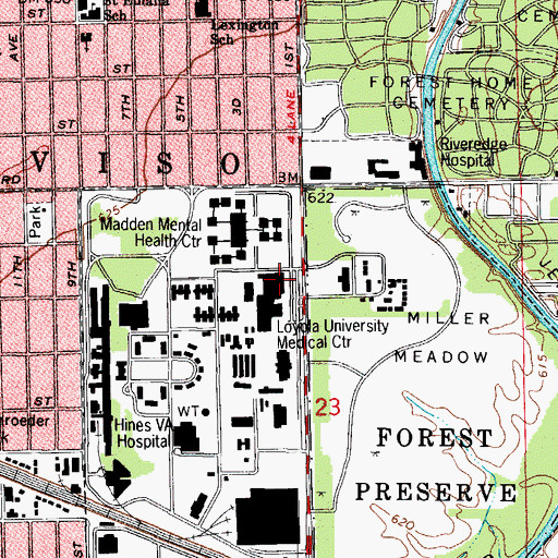 Topographic Map of Ronald McDonald Childrens Hospital of Loyola University Medical Center, IL