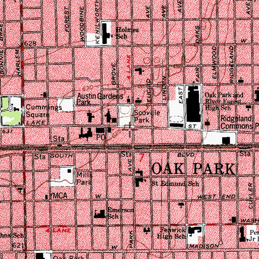 Topographic Map of Gilmore's Building, IL