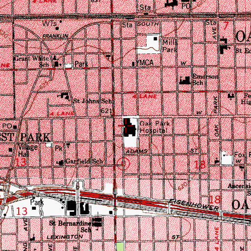 Topographic Map of Saint Rosalie Hall, IL