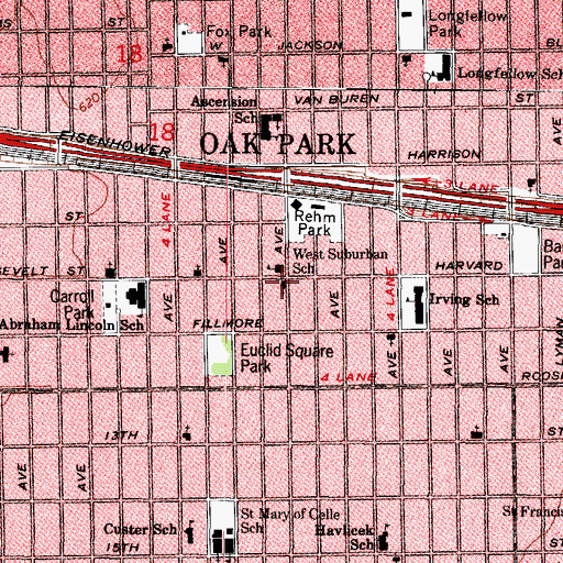 Topographic Map of Christ Evangelical Lutheran Church, IL