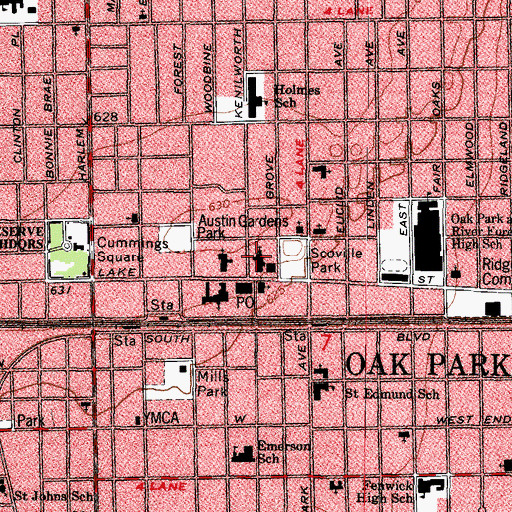 Topographic Map of First Congregational Church, IL