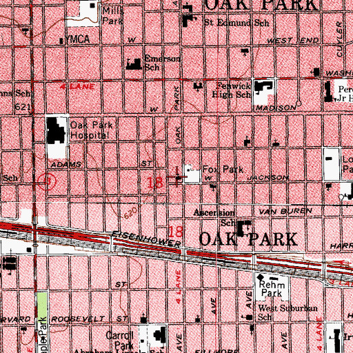 Topographic Map of First United Presbyterian Church, IL