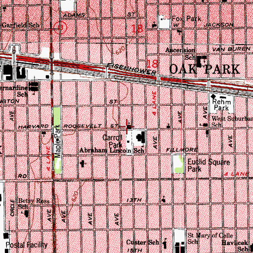 Topographic Map of Harvard Congregational Church, IL