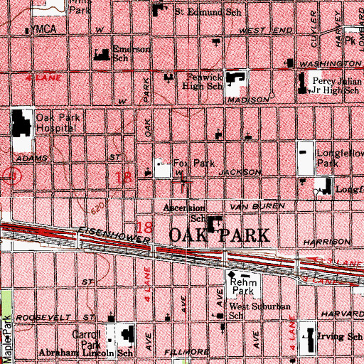 Topographic Map of Oak Park Christian Reformed Church, IL