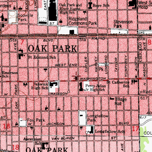 Topographic Map of Second Presbyterian Church, IL