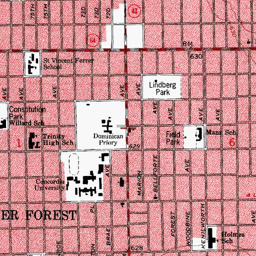 Topographic Map of Temple Bnai Abraham Zion, IL