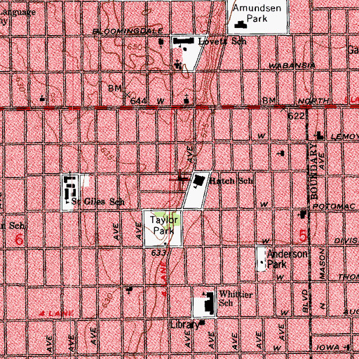 Topographic Map of United Evangelical Lutheran Church, IL