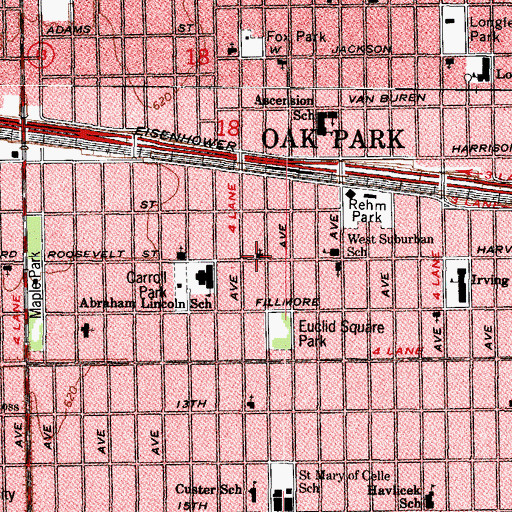 Topographic Map of Willard Methodist Church, IL