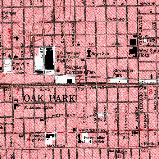 Topographic Map of Oak Park - River Forest Racquet Club, IL