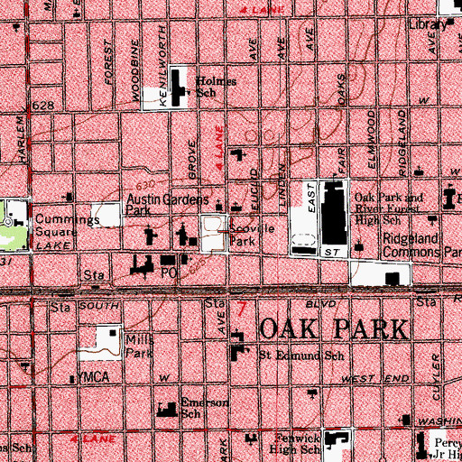 Topographic Map of Emmaus Bible School, IL