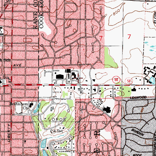Topographic Map of Fox Valley Professional Park, IL