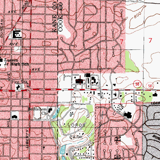 Topographic Map of Summit Square Shopping Center, IL