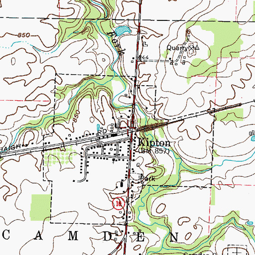 Topographic Map of Kipton Post Office, OH