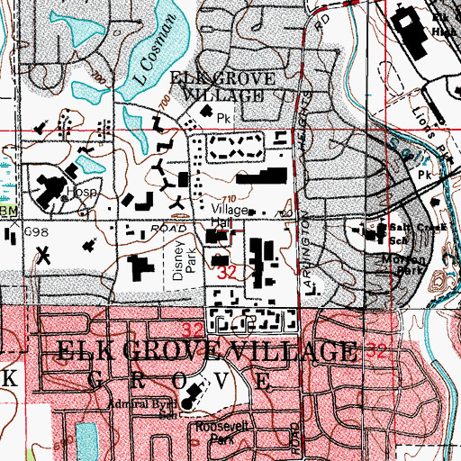 Topographic Map of Elk Grove Village Fire Department Station 7, IL