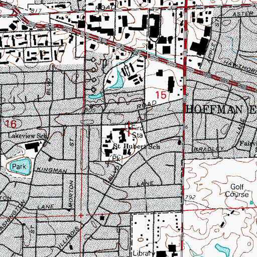 Topographic Map of Hoffman Estates Fire Department Station 21, IL