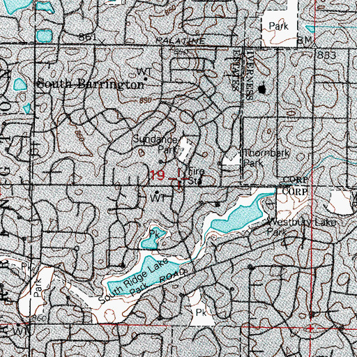 Topographic Map of Hoffman Estates Fire Department Station 23, IL