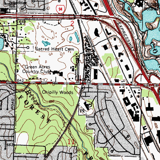 Topographic Map of Northbrook Fire Department Station 11, IL