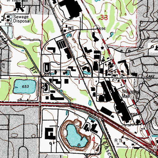 Topographic Map of Lake - Cook Metra Station, IL