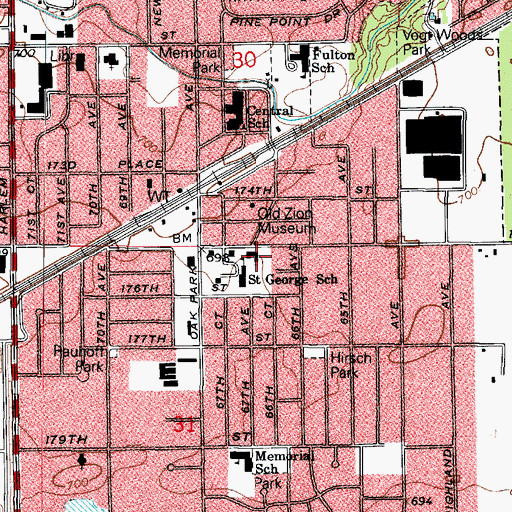 Topographic Map of Saint George Catholic Church, IL