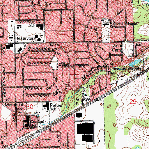 Topographic Map of Tinley Park Community Church, IL