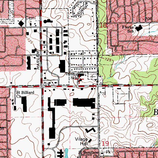 Topographic Map of Trinity Evangelical Lutheran Church, IL