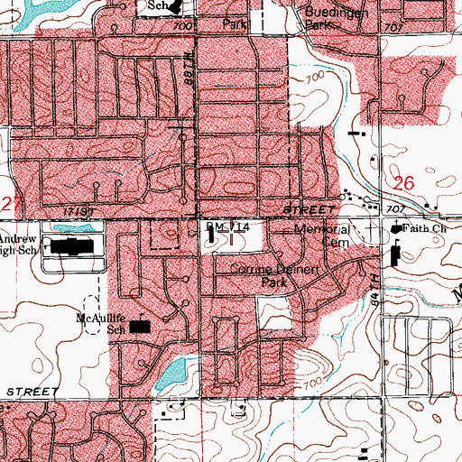 Topographic Map of Chase Commons Plaza Shopping Center, IL