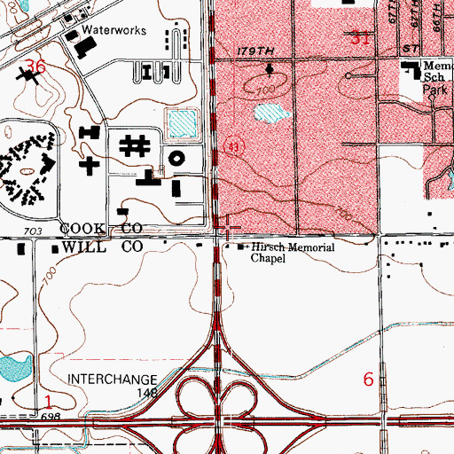 Topographic Map of Cornerstone Shopping Center, IL