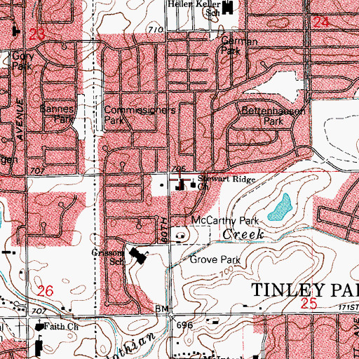 Topographic Map of Parkside Plaza Shopping Center, IL