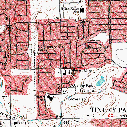 Topographic Map of Parkview Plaza Shopping Center, IL