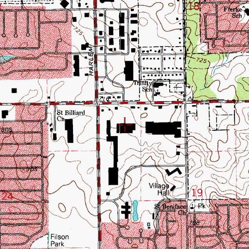 Topographic Map of Tinley Park Shopping Center, IL