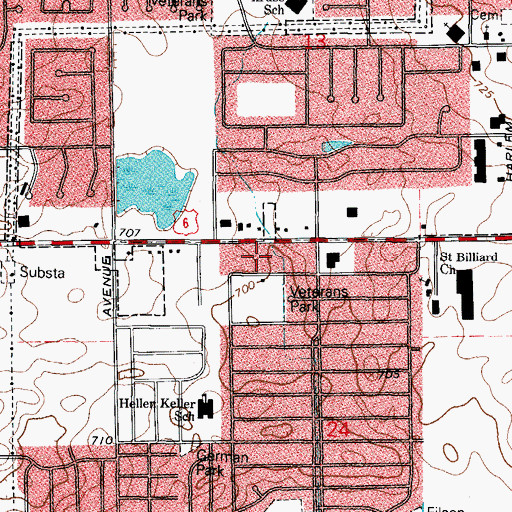 Topographic Map of Tinley Place Plaza Shopping Center, IL