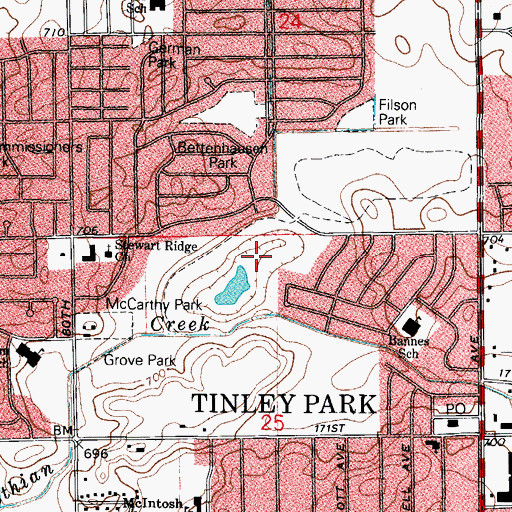 Topographic Map of Centennial Park, IL