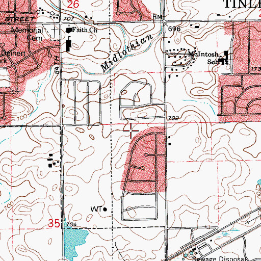 Topographic Map of Volunteer Park, IL