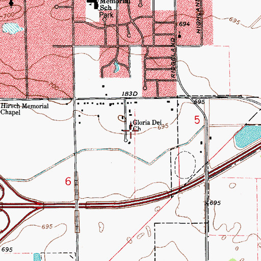 Topographic Map of Gloria Dei Evangelical Lutheran School, IL
