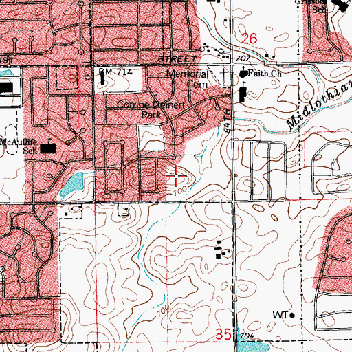 Topographic Map of Prairie View Junior High School, IL