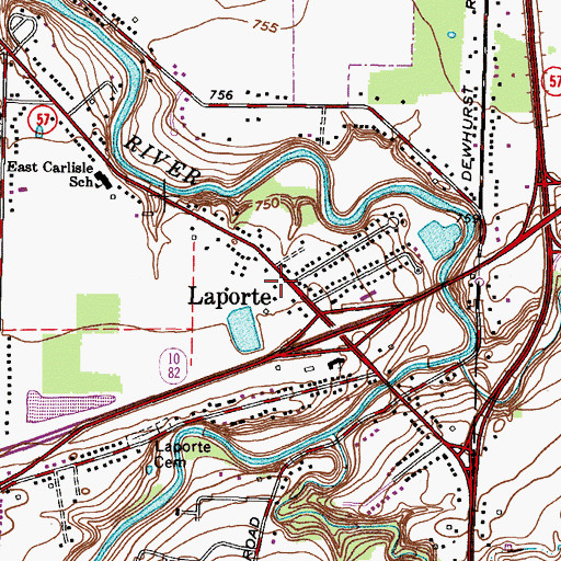 Topographic Map of La Porte Post Office (historical), OH