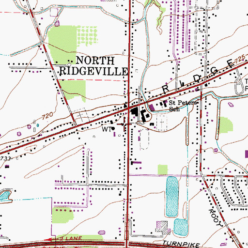 Topographic Map of North Ridgeville Post Office, OH