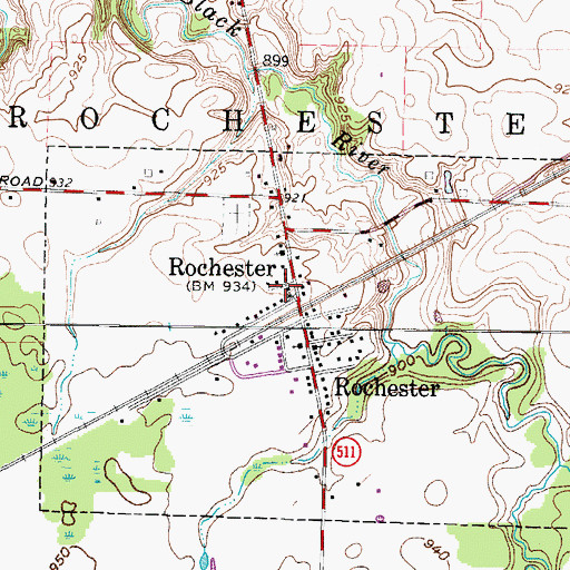 Topographic Map of Rochester Post Office (historical), OH