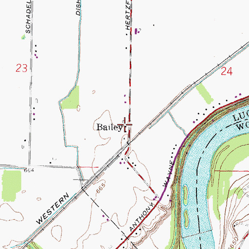 Topographic Map of Bailey Post Office (historical), OH