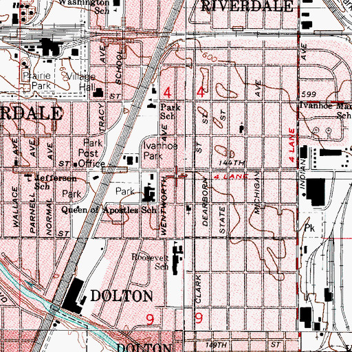 Topographic Map of School District Number 148 Office, IL