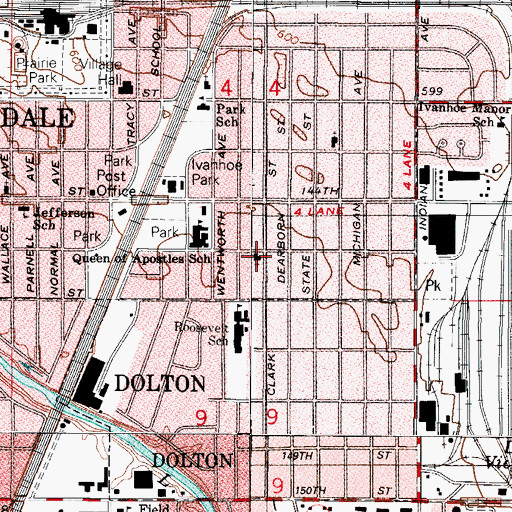 Topographic Map of Ivanhoe United Methodist Church, IL