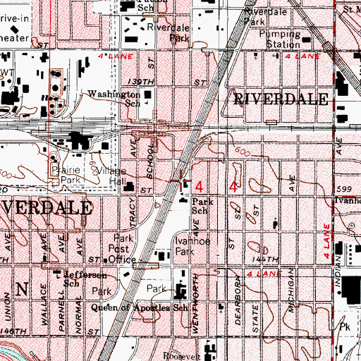 Topographic Map of Riverdale Baptist Church, IL