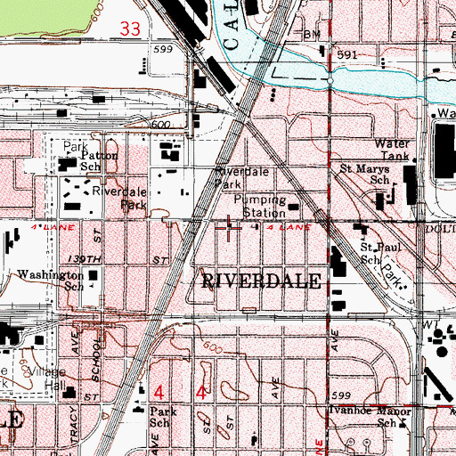 Topographic Map of Riverdale Bible Church, IL