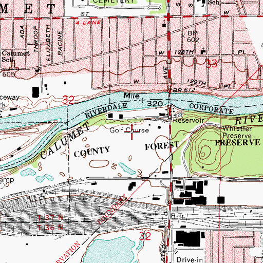 Topographic Map of Joe Louis Golf Course, IL