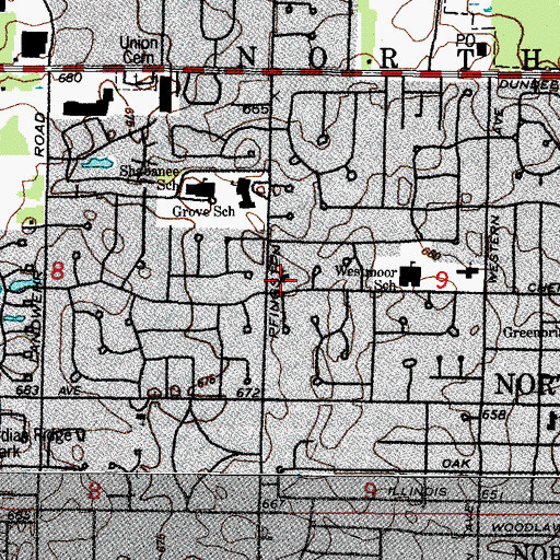 Topographic Map of Gloria Dei Lutheran Church, IL