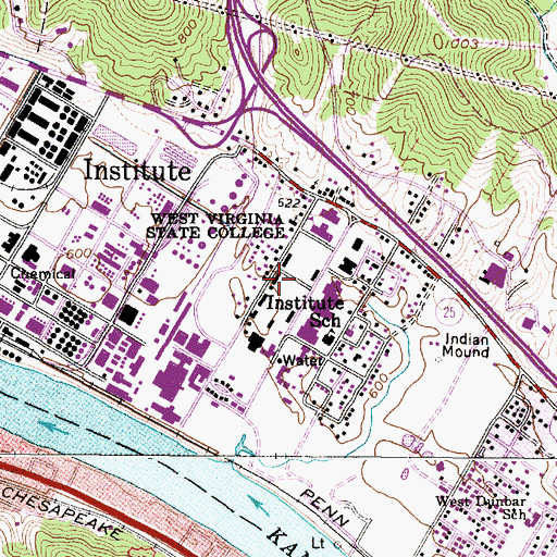 Topographic Map of West Virginia Rehabilitation Center, WV