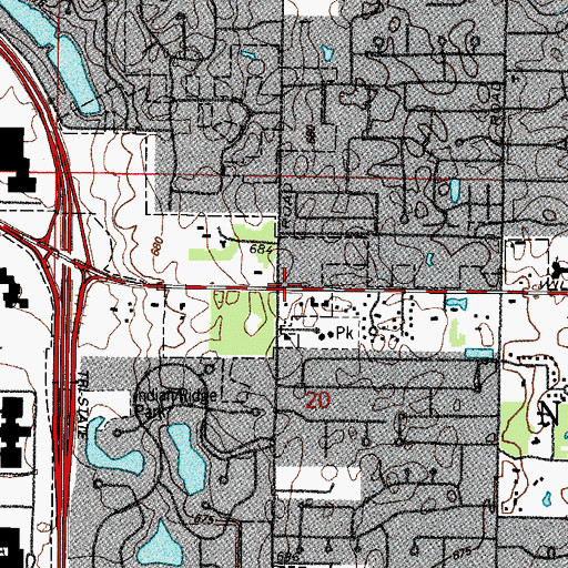 Topographic Map of Northbrook Community Synagogue Adas Yehuda V'Shoshana, IL