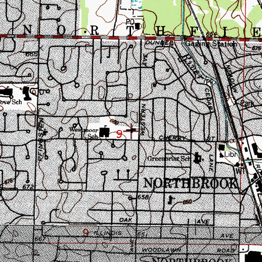 Topographic Map of Northbrook United Methodist Church, IL