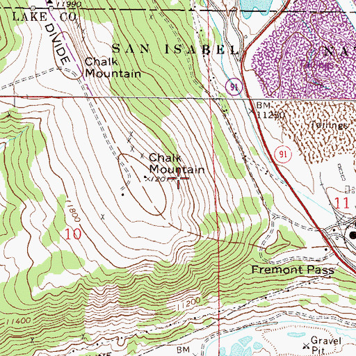 Topographic Map of Chalk Mountain, CO